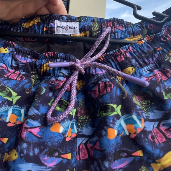 🐠Colorful Fish Print Swim Shorts trunks  Men’s Buoy Boat Size Large lined!  6” - Picture 3 of 8